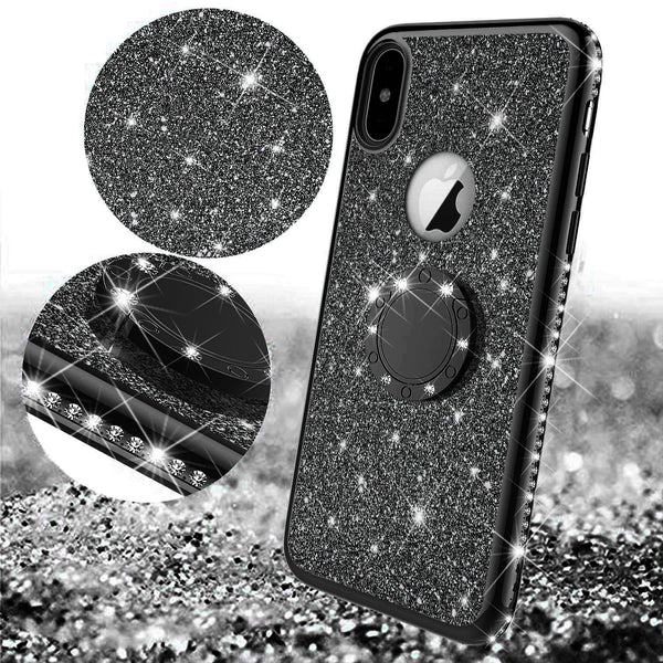 apple iphone xr glitter bling fashion case - black - www.coverlabusa.com