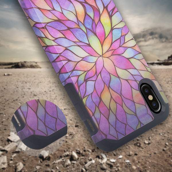 apple iphone xs max hybrid case - rainbow flower - www.coverlabusa.com