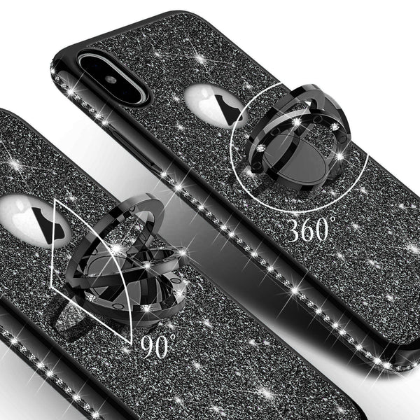 apple iphone xs max glitter bling fashion case - black - www.coverlabusa.com