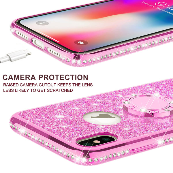 apple iphone xs max glitter bling fashion case - hot pink - www.coverlabusa.com