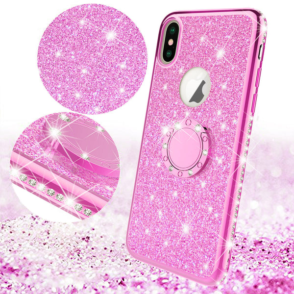apple iphone xs max glitter bling fashion case - hot pink - www.coverlabusa.com