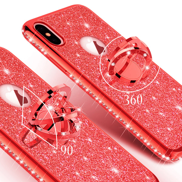 apple iphone xs max glitter bling fashion case - red - www.coverlabusa.com