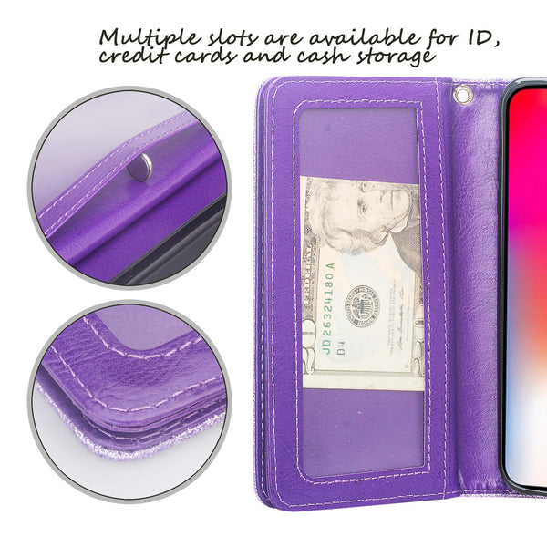 Apple iPhone XR Glitter Wallet Case - Purple - www.coverlabusa.com