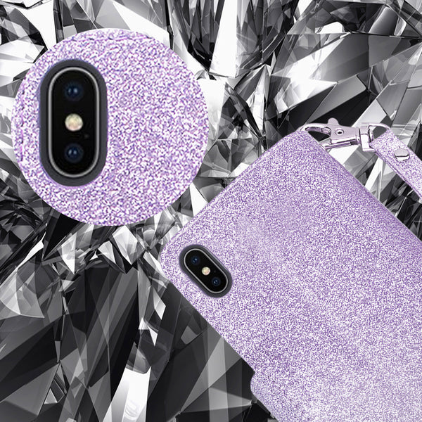 Apple iPhone XS Max Glitter Wallet Case - Purple - www.coverlabusa.com