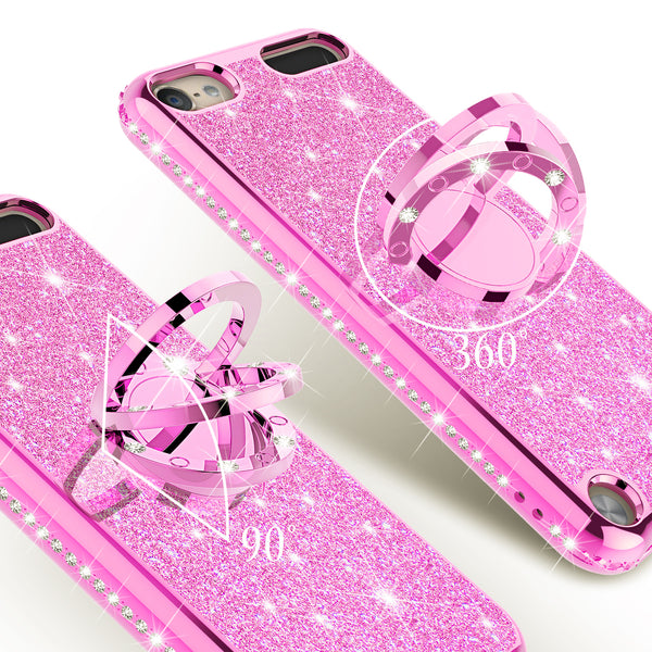 apple ipod touch 5 glitter bling fashion 3 in 1 case - hot pink - www.coverlabusa.com