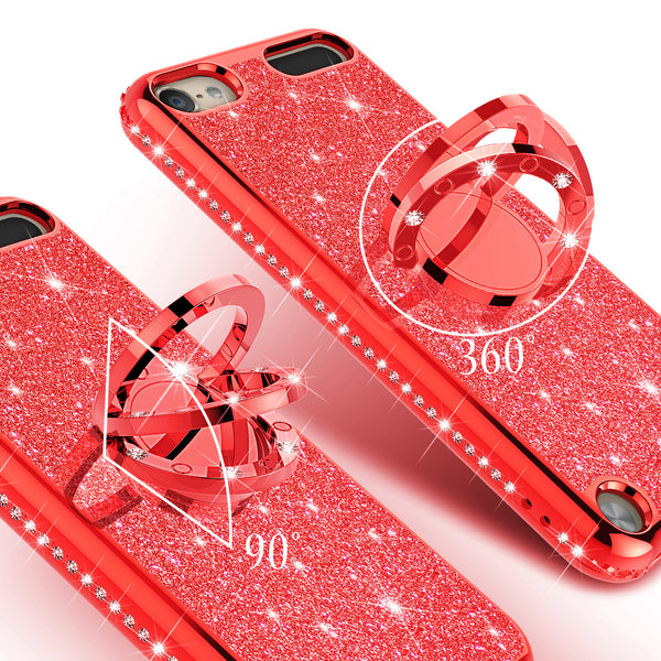 apple ipod touch 5 glitter bling fashion 3 in 1 case - red - www.coverlabusa.com