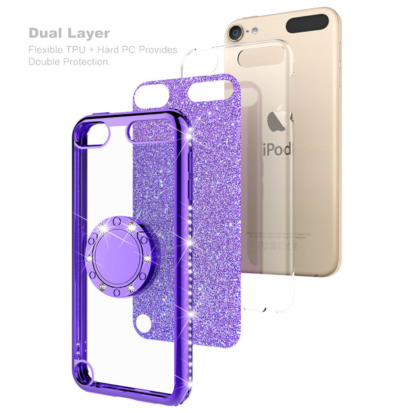 apple ipod touch 5 glitter bling fashion 3 in 1 case - purple - www.coverlabusa.com
