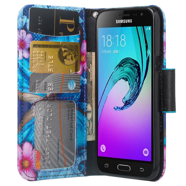 Galaxy J3/J3V | Express Prime | Sky | Amp Prime | Sol | Wallet Case - Blue Butterfly - coverlabusa.com