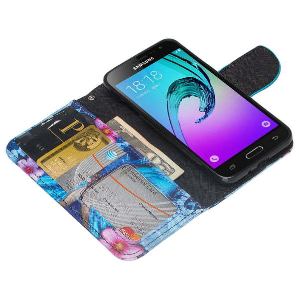 Galaxy J3/J3V | Express Prime | Sky | Amp Prime | Sol | Wallet Case - Blue Butterfly - coverlabusa.com