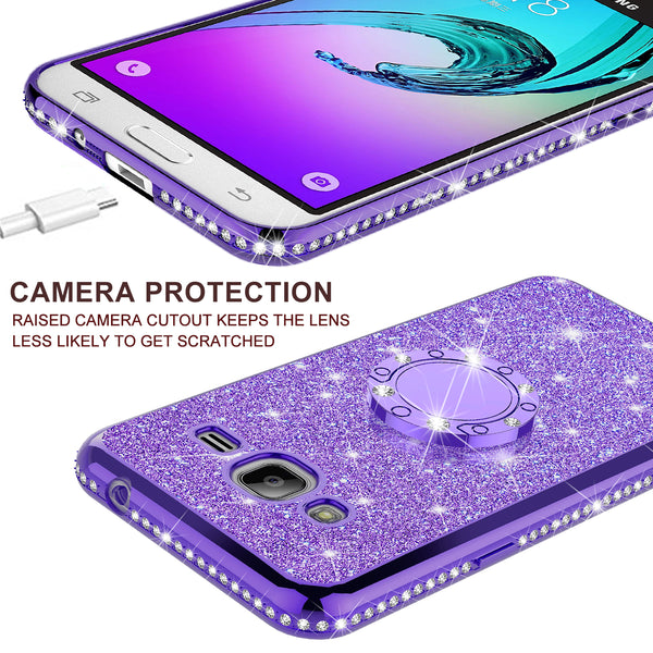 samsung galaxy j3 glitter bling fashion case - purple - www.coverlabusa.com