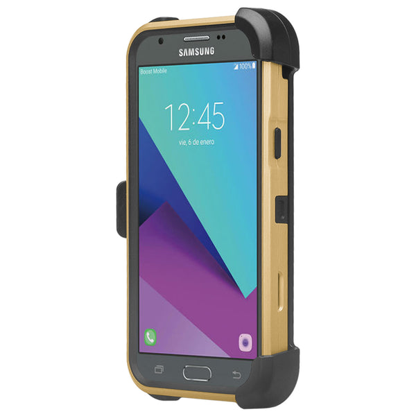Samsung Galaxy J3 Emerge Case, Samsung SM-J327P Hybrid Holster Case with Kickstand - Gold -www.coverlabusa.com