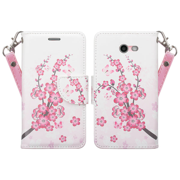 samsung galaxy j3 emerge leather wallet case - cherry blossom - www.coverlabusa.com