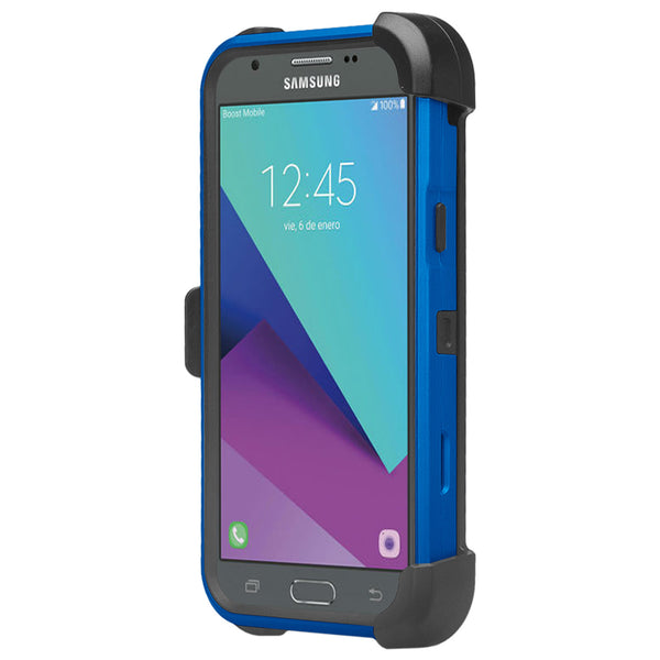 Samsung Galaxy J3 Emerge Case, Samsung SM-J327P Hybrid Holster Case with Kickstand - Blue -www.coverlabusa.com