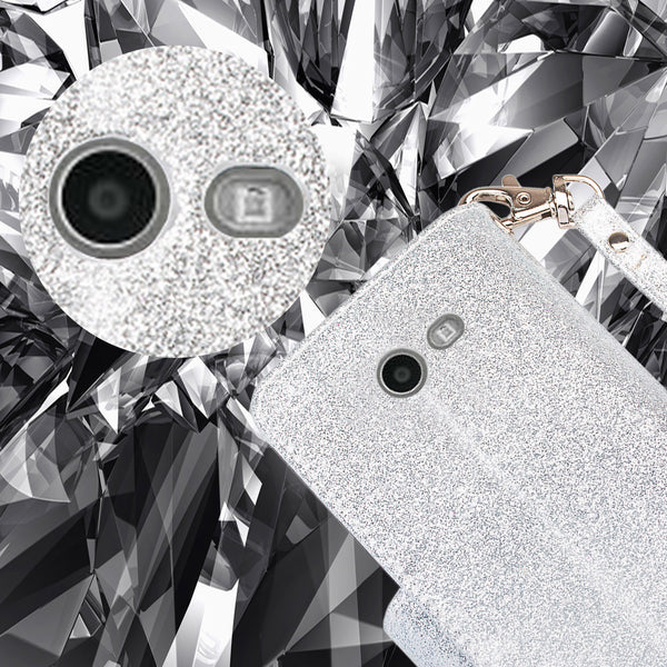 Samsung Galaxy J3 Emerge | J3 (2017) | J3 Prime | Samsung SM-J327P Glitter Wallet Case - Silver - www.coverlabusa.com