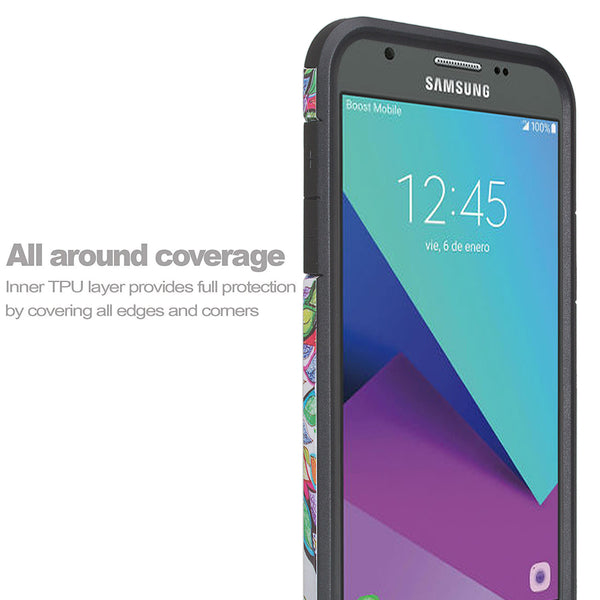 Samsung Galaxy J7 (2017) / J7 Sky Pro / J7 Perx / J7 V Case, Slim Hybrid [Shock/Impact Resistant] Dual Layer Protective Case Cover for Galaxy J7 (2017) - Vibrant Tree