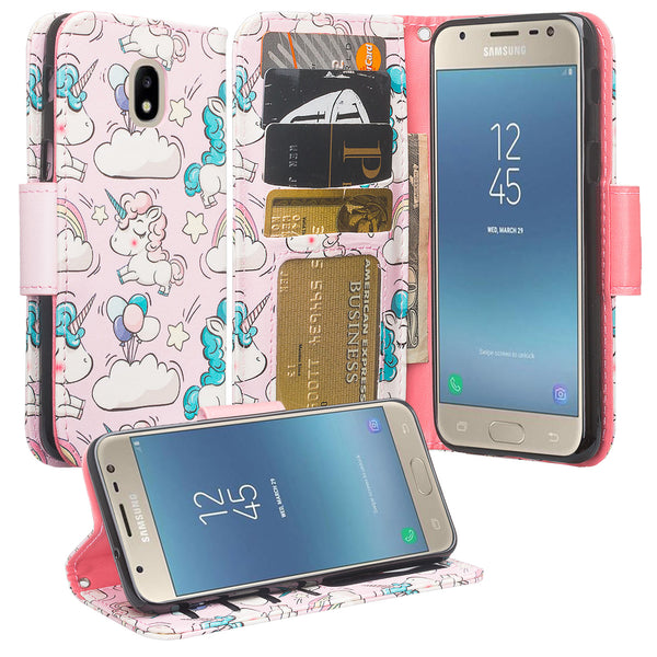Samsung Galaxy J7 (2018) leather wallet case - pink unicorn - www.coverlabusa.com