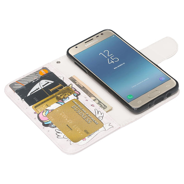 Samsung Galaxy J7 (2018) leather wallet case - white unicorn 2 - www.coverlabusa.com