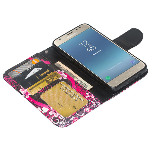 Samsung Galaxy J7 (2018) leather wallet case - heart butterflies - www.coverlabusa.com