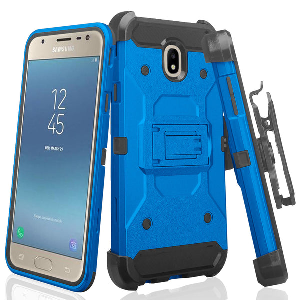 Samsung Galaxy J7 2018 Hybrid Holster Case - Blue - www.coverlabusa.com