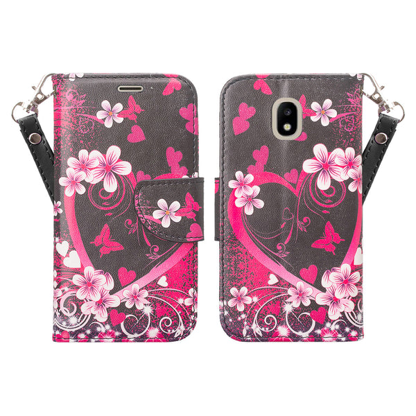 Samsung Galaxy J3 (2018) Wallet Case - heart butterflies - www.coverlabusa.com