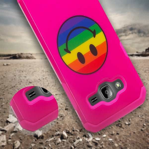 Galaxy J3/J3V | Express Prime | Sky | Amp Prime | Sol | Hybrid Case - Rainbow Emoji - coverlabusa.com
