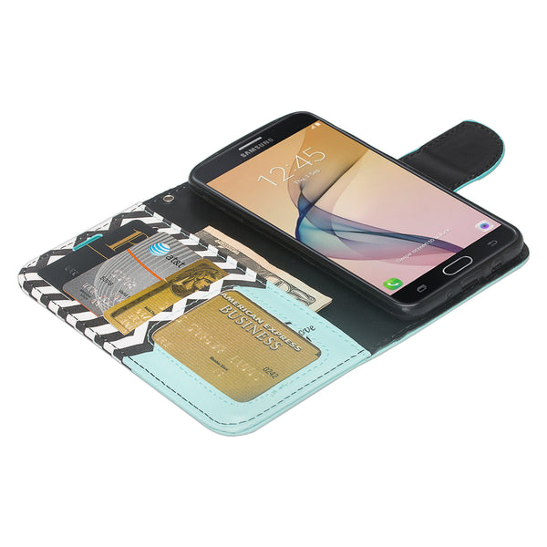 samsung Galaxy  j5 prime leather wallet case - teal anchor - www.coverlabusa.com