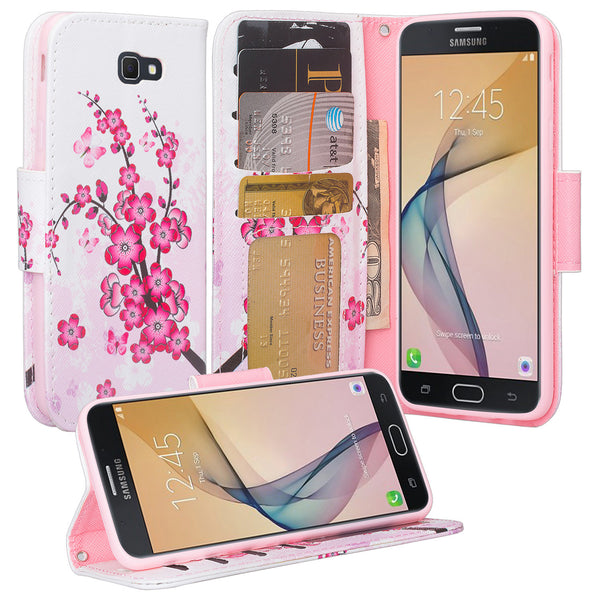 samsung  Galaxy j5 prime leather wallet case - cherry blossome - www.coverlabusa.com