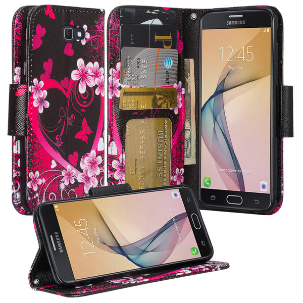 samsung  Galaxy j5 prime leather wallet case - heart butterflies - www.coverlabusa.com