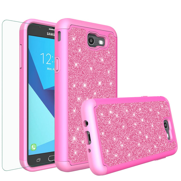 Samsung Galaxy J7 2017 Glitter Hybrid Case - Hot Pink - www.coverlabusa.com