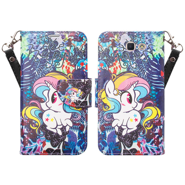 Samsung J7(2017), J7 Sky Pro, J7 V, J7 Perx Wallet Case - Rainbow Unicorn - www.coverlabusa.com