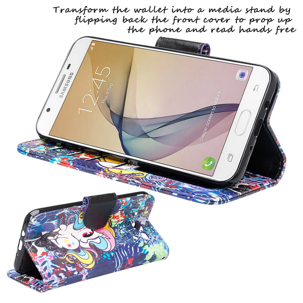 Samsung J7(2017), J7 Sky Pro, J7 V, J7 Perx Wallet Case - Rainbow Unicorn - www.coverlabusa.com