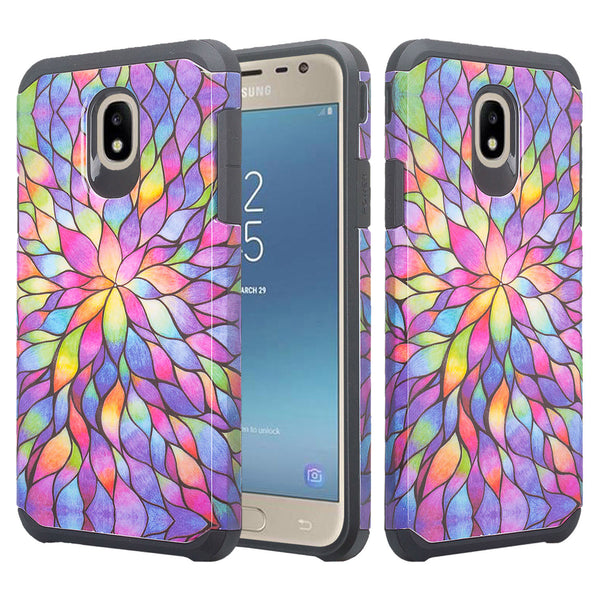 samsung galaxy j3 2018 hybrid case - rainbow flower - www.coverlabusa.com