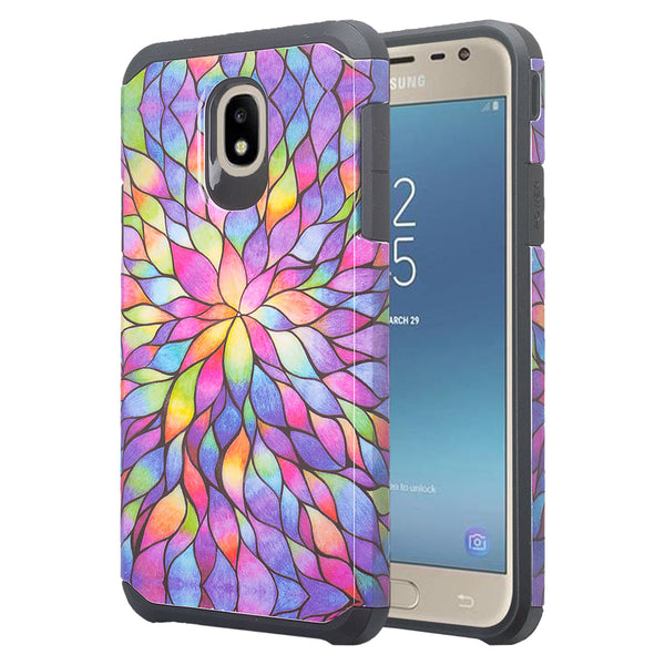 samsung galaxy j3 2018 hybrid case - rainbow flower - www.coverlabusa.com