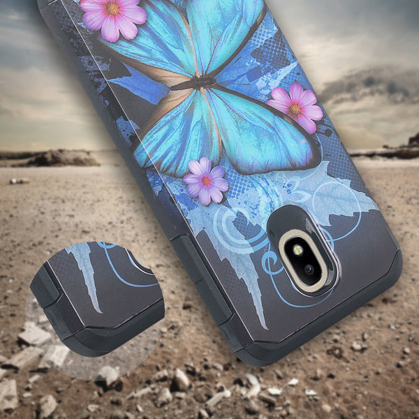 samsung galaxy j7 2018 hybrid case - blue butterfly - www.coverlabusa.com