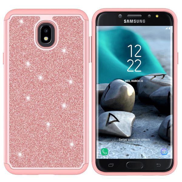 Samsung Galaxy J7 (2018) Glitter Hybrid Case - Rose Gold - www.coverlabusa.com