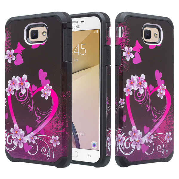 samsung galaxy J7 prime hybrid case - heart butterflies - www.coverlabusa.com