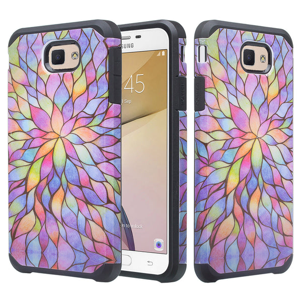 samsung galaxy J7 prime hybrid case - rainbow flower - www.coverlabusa.com