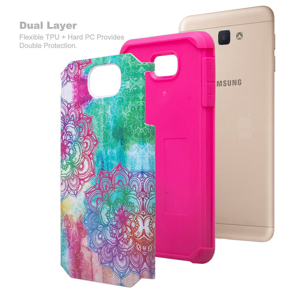 samsung galaxy J7 prime hybrid case - teal flower - www.coverlabusa.com