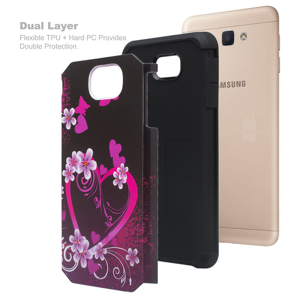 samsung galaxy J7 prime hybrid case - heart butterflies - www.coverlabusa.com