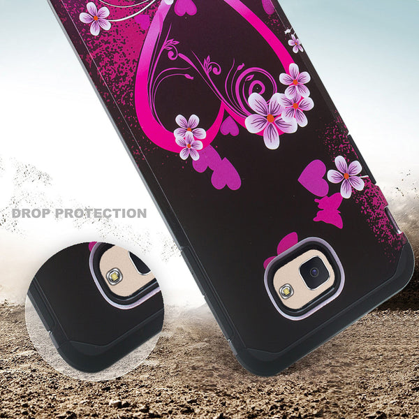 samsung galaxy J7 prime hybrid case - heart butterflies - www.coverlabusa.com