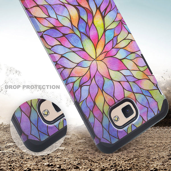 samsung galaxy J7 prime hybrid case - rainbow flower - www.coverlabusa.com