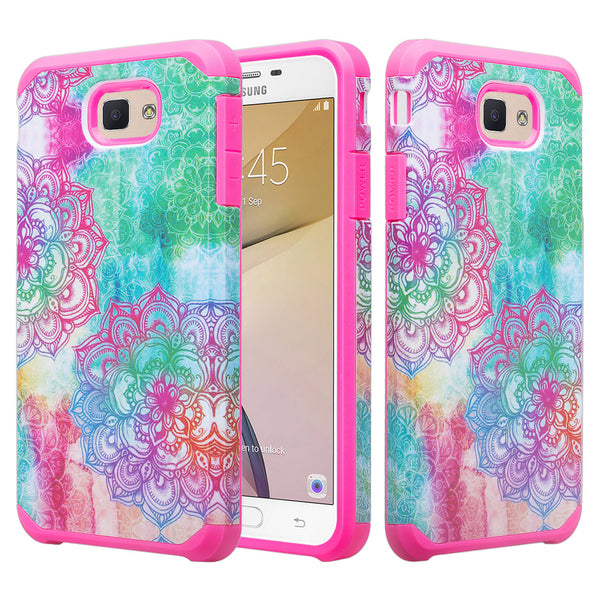 samsung galaxy J7 prime hybrid case - teal flower - www.coverlabusa.com