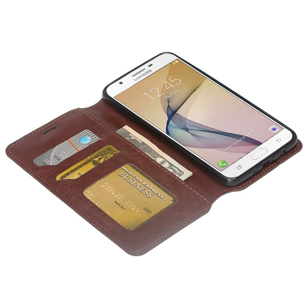 galaxy j7 prime wallet case - brown - www.coverlabusa.com