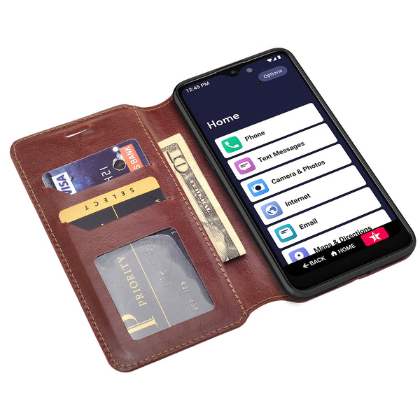 alcatel jitterbug smart 3 wallet case - brown - www.coverlabusa.com