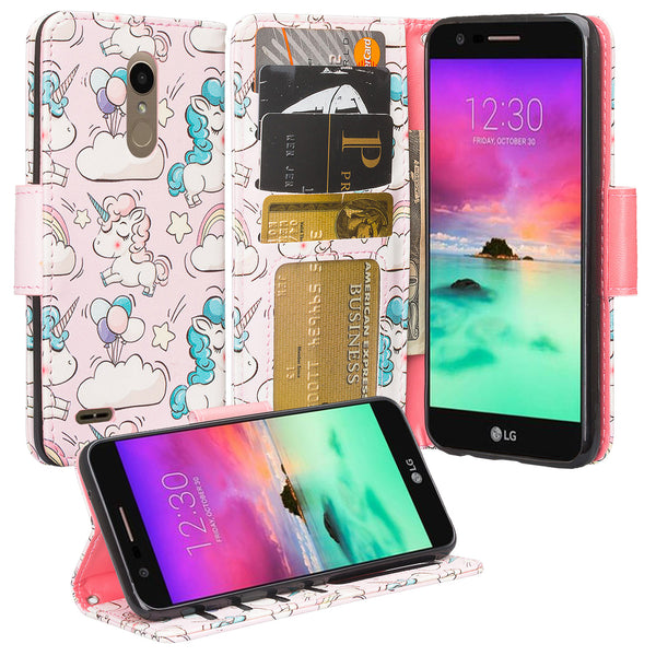 LG K10 (2018) leather wallet case - pink unicorn - www.coverlabusa.com