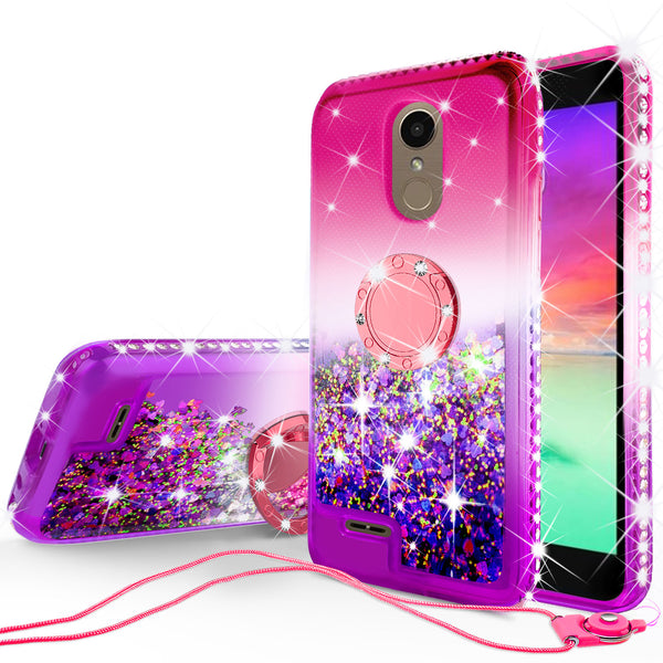 glitter ring phone case for lg k10 2018 - pink gradient - www.coverlabusa.com 