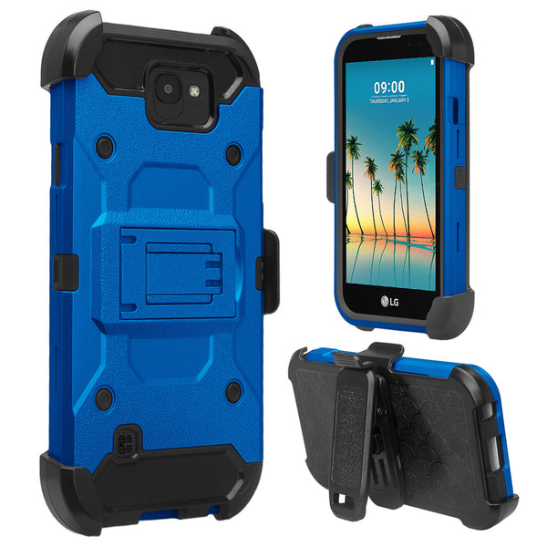 LG K3 (2017) Hybrid Holster Case - Blue - www.coverlabusa.com