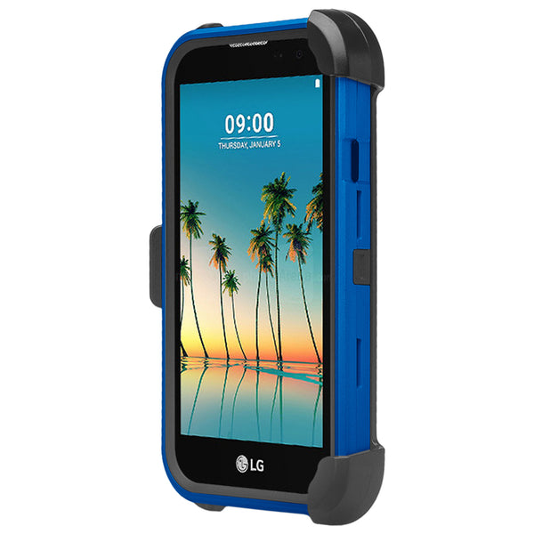 LG K3 (2017) Hybrid Holster Case - Blue - www.coverlabusa.com
