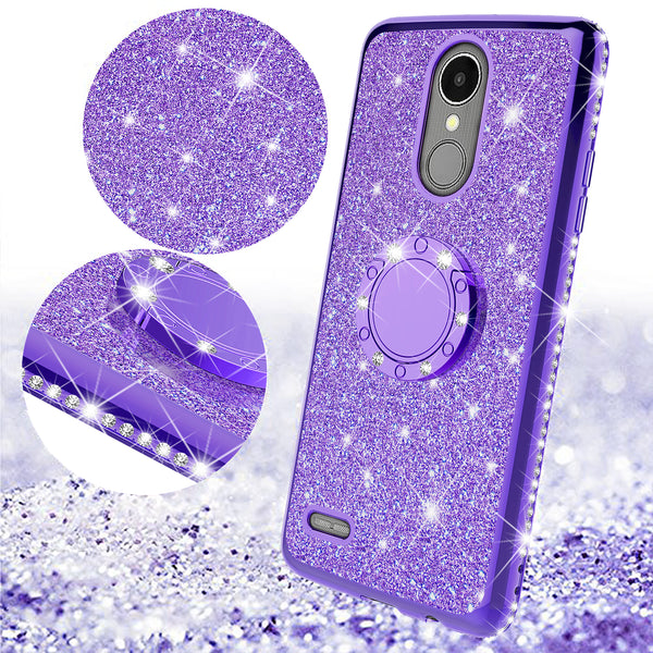 lg k20 plus, k20 v, harmony, k10 2017 glitter bling fashion case - purple - www.coverlabusa.com