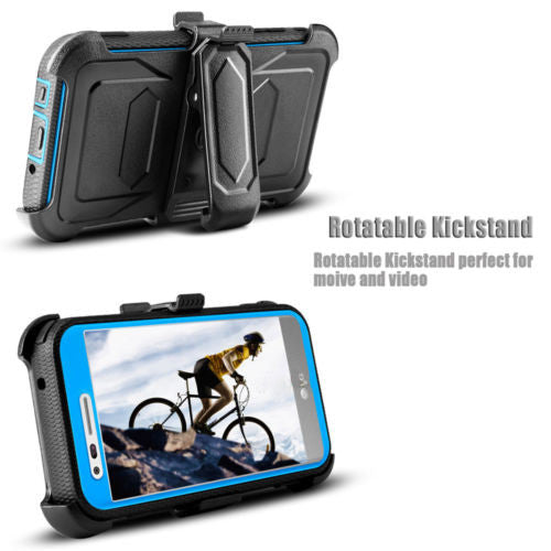 LG ARISTO holster case with screen protector - blue - www.coverlabusa.com